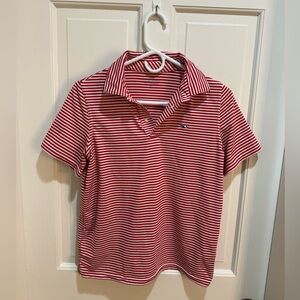 Vineyard Vines Red and White Striped Sankaty Polo - Kid Size L